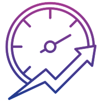 Clock with upward arrow indicating growth.